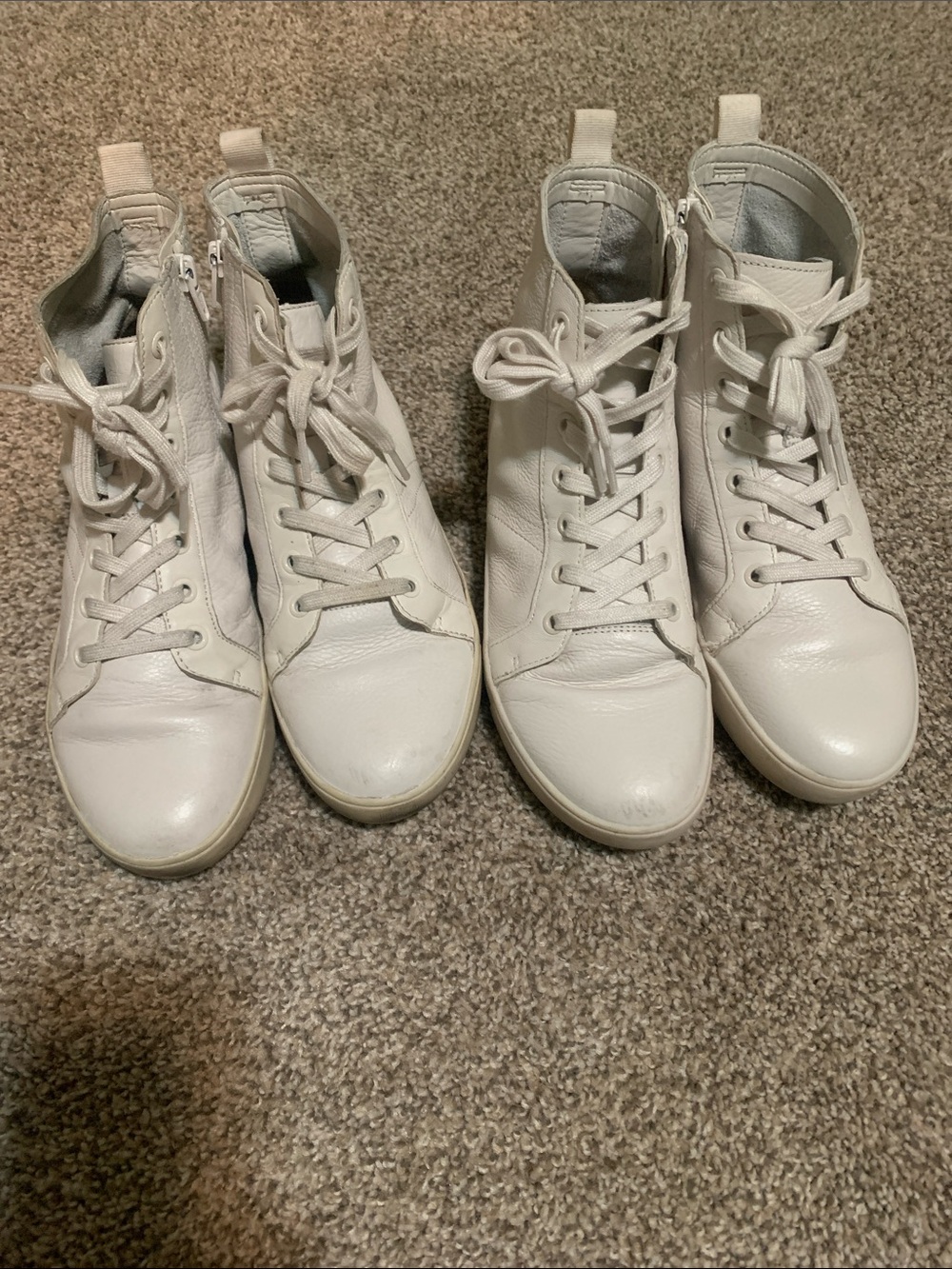 Women's White High-Top Leather Lace-Up Sneakers